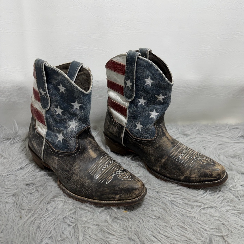 ROPER  AMERICAN BEAUTY FLAG ANKLE BOOTS